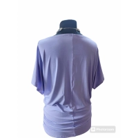 Tunika z krótkim rękawem kimono z dekoltem w łódkę - kolor liliowy